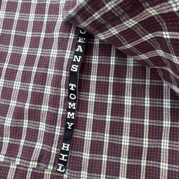 Tommy Jeans Mens XL‎ Shirt Red White Blue Button Front LS Denim Accent Hilfiger - Picture 6 of 9